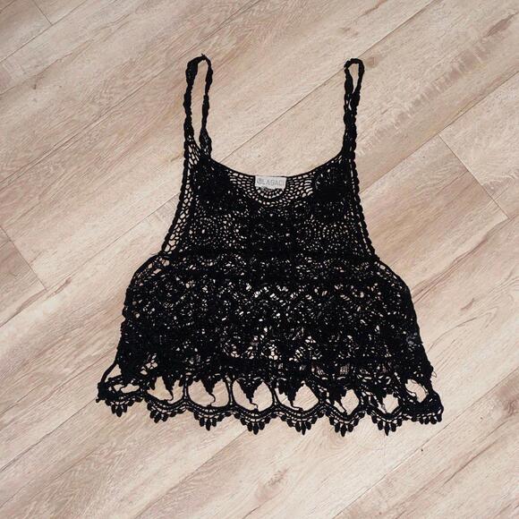 Swim Cover up black lace top - Picture 1 of 4